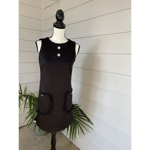 Betsy Johnson Black Two-Pocket Daisy Sheath Dress Sz 0